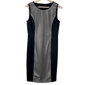 Karl Lagerfeld Paris Womens Black Silver Metallic Mesh Sheath Dress Size 6